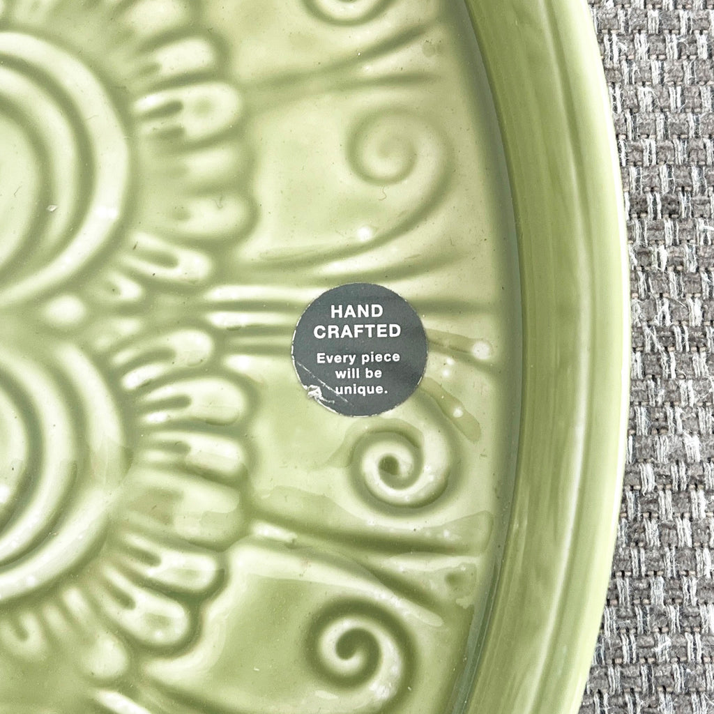 32.5cm Moroccan Pattern Decorative Metal Tray – Green