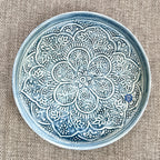 32.5cm Floral Pattern Decorative Metal Tray – Blue
