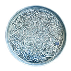 32.5cm Floral Pattern Decorative Metal Tray – Blue