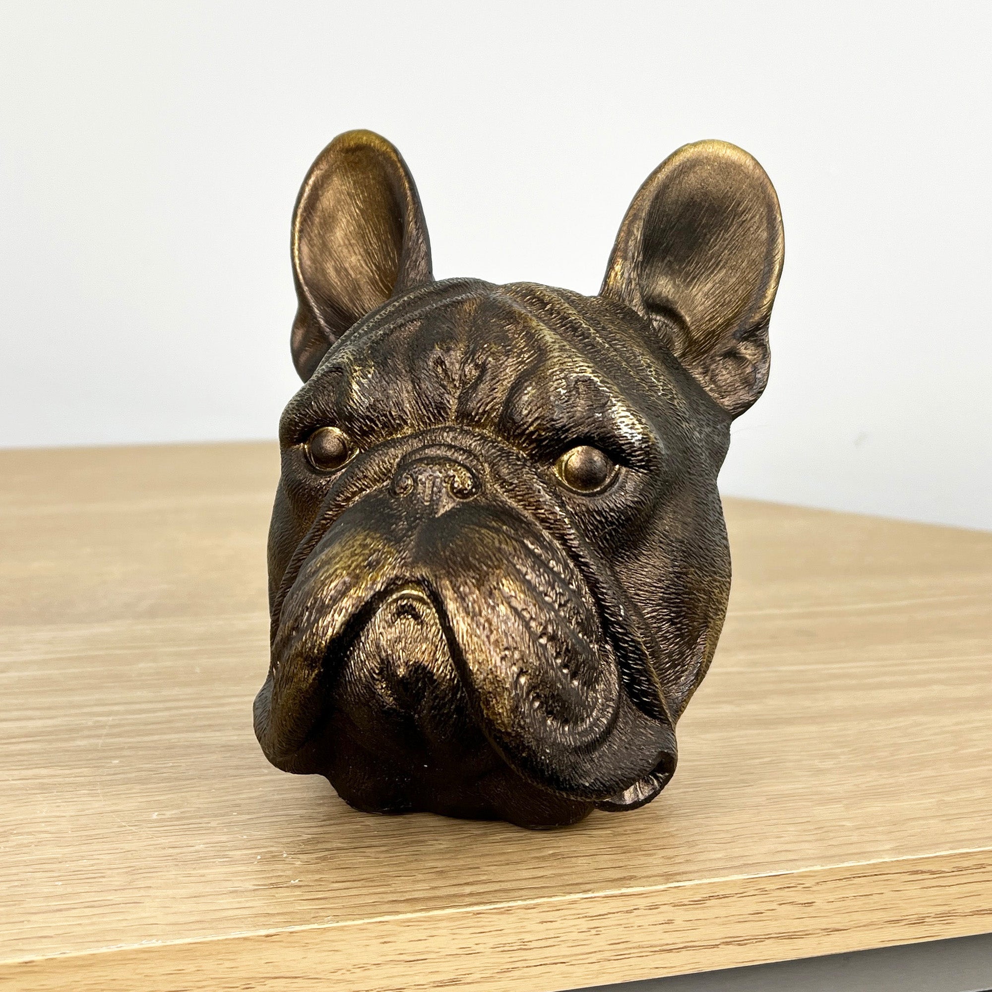 14cm Bronze French Bulldog Head Ornament - Resin