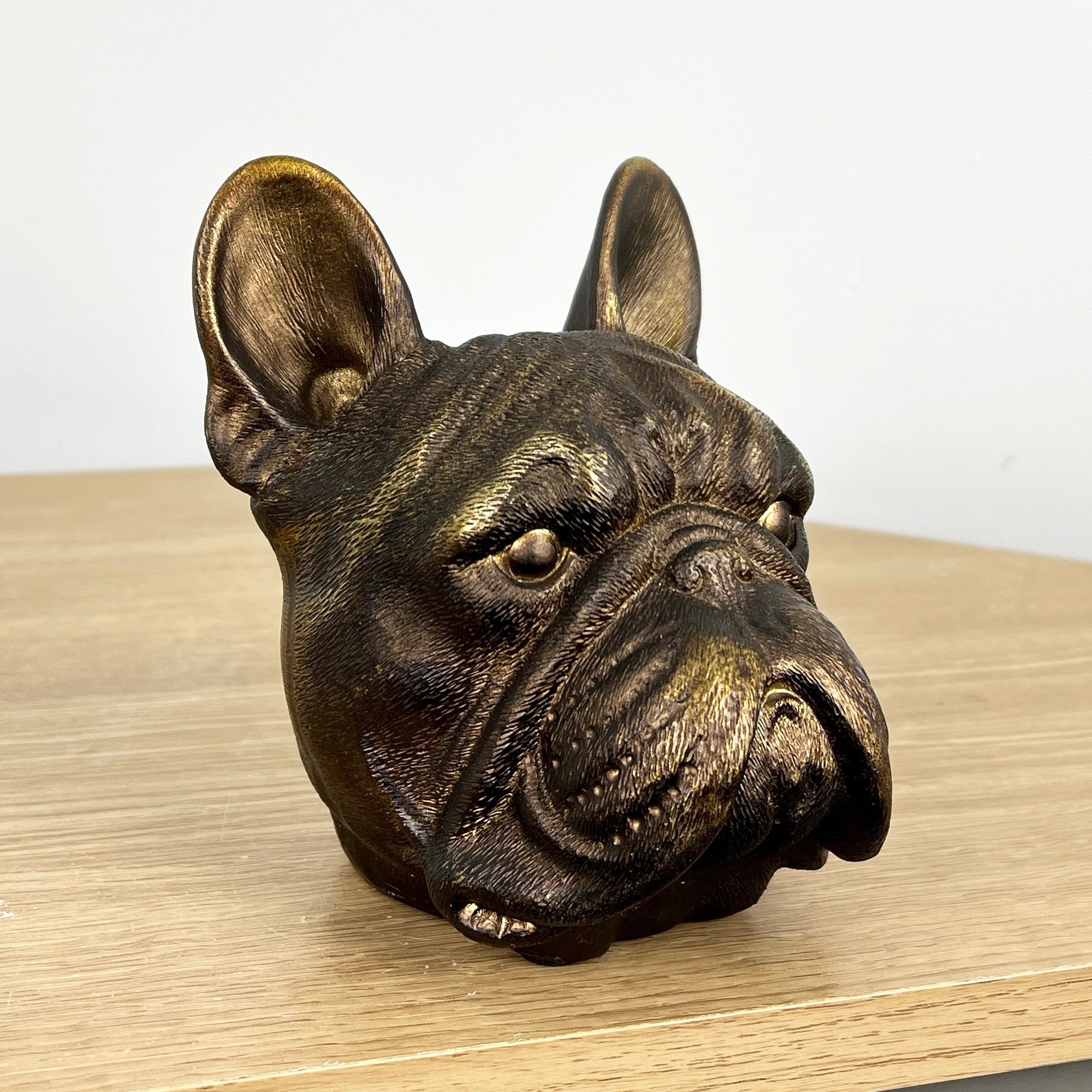 14cm Bronze French Bulldog Head Ornament - Resin