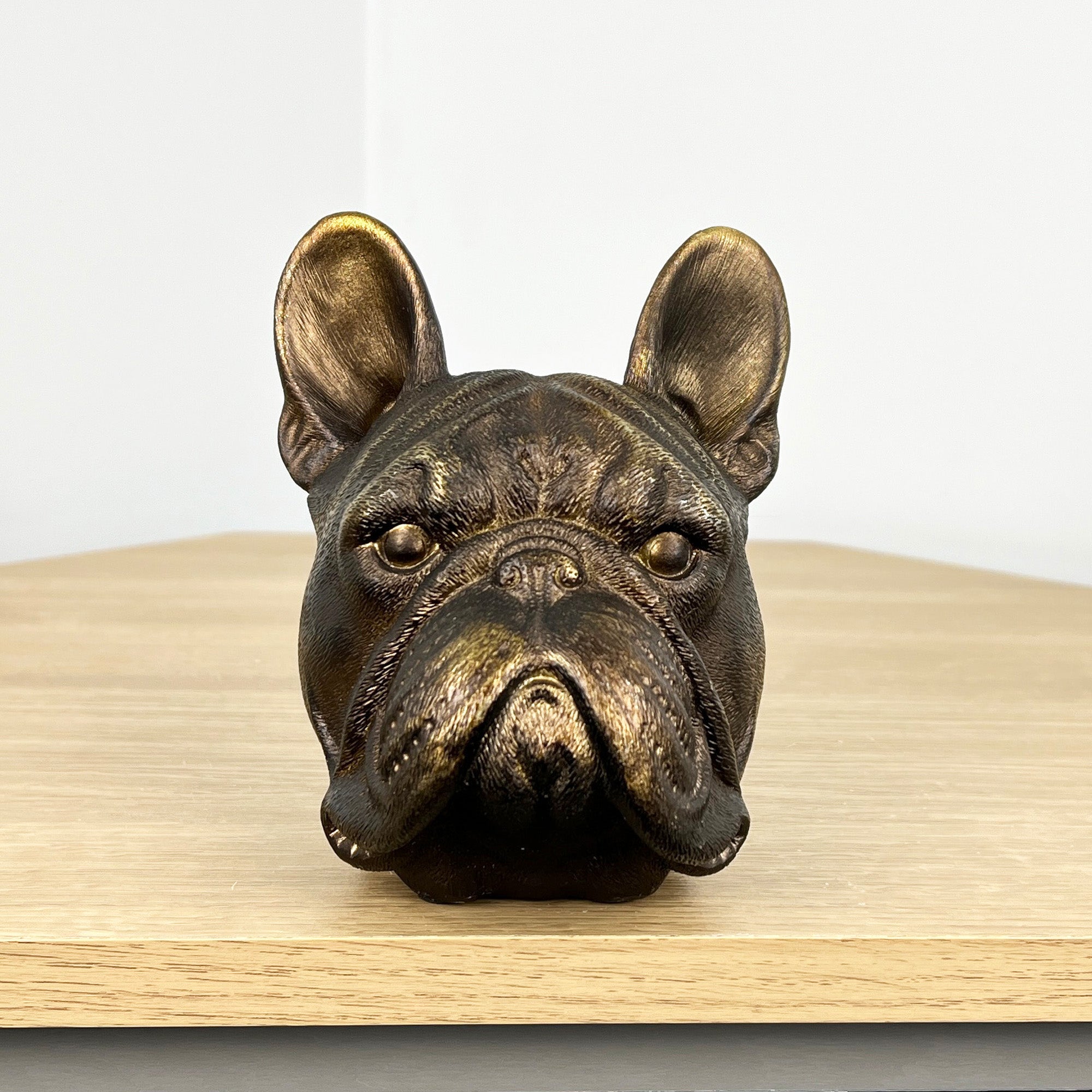 14cm Bronze French Bulldog Head Ornament - Resin