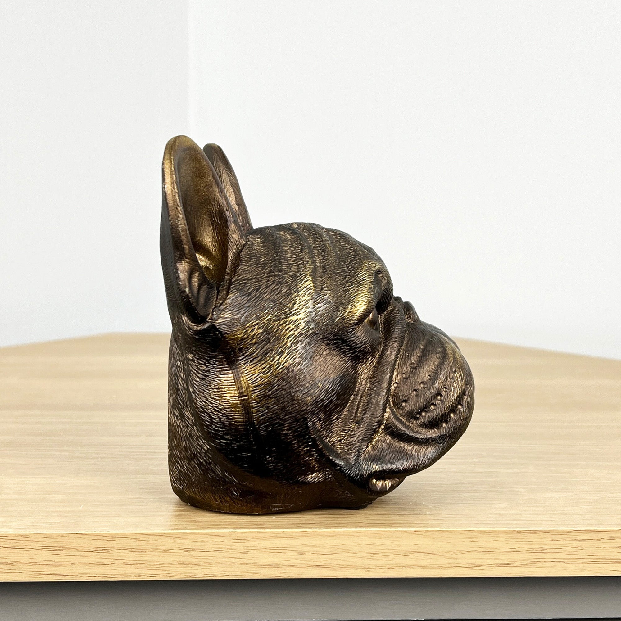 14cm Bronze French Bulldog Head Ornament - Resin