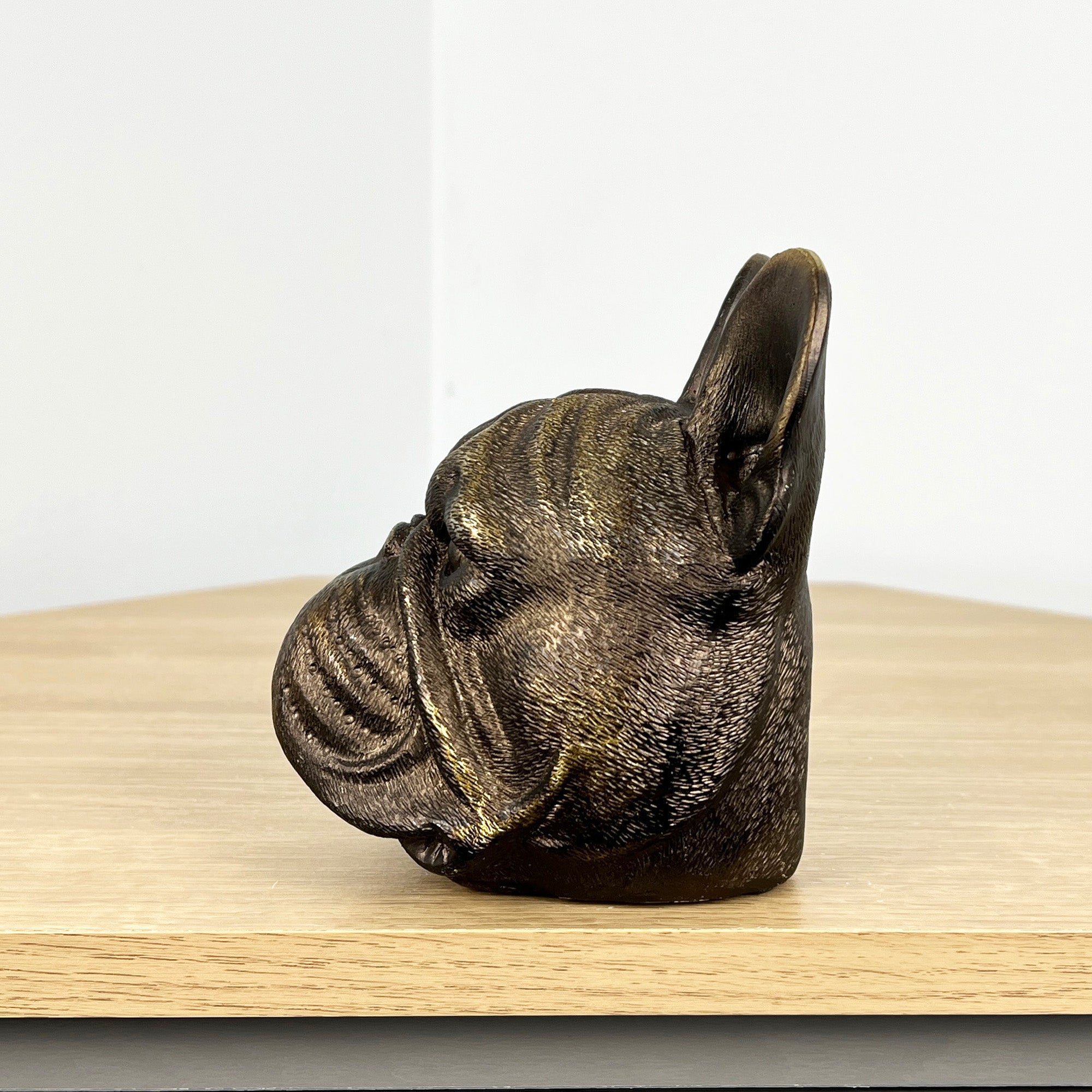 14cm Bronze French Bulldog Head Ornament - Resin