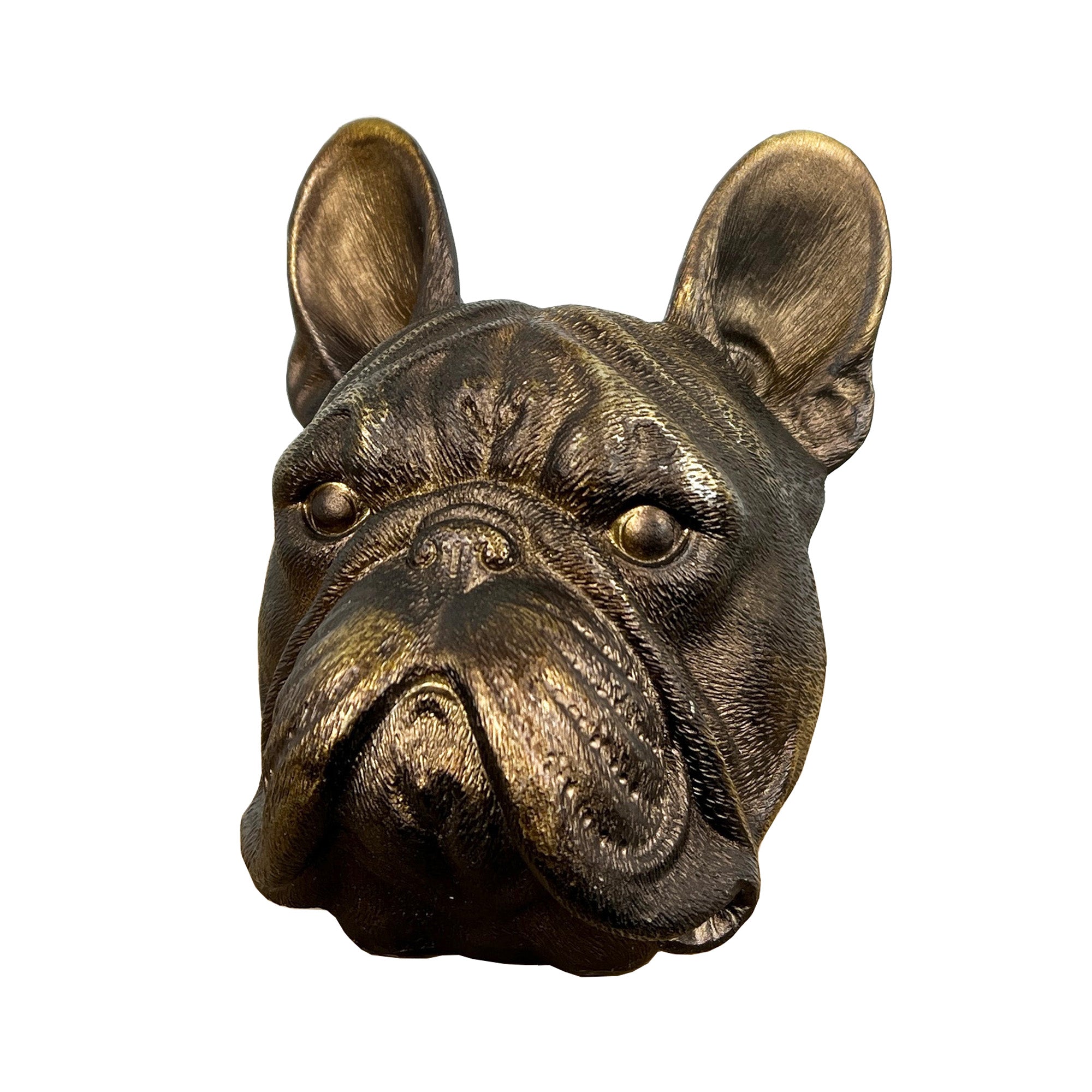 14cm Bronze French Bulldog Head Ornament - Resin