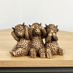 3 Wise Highland Cows Ornament - Resin