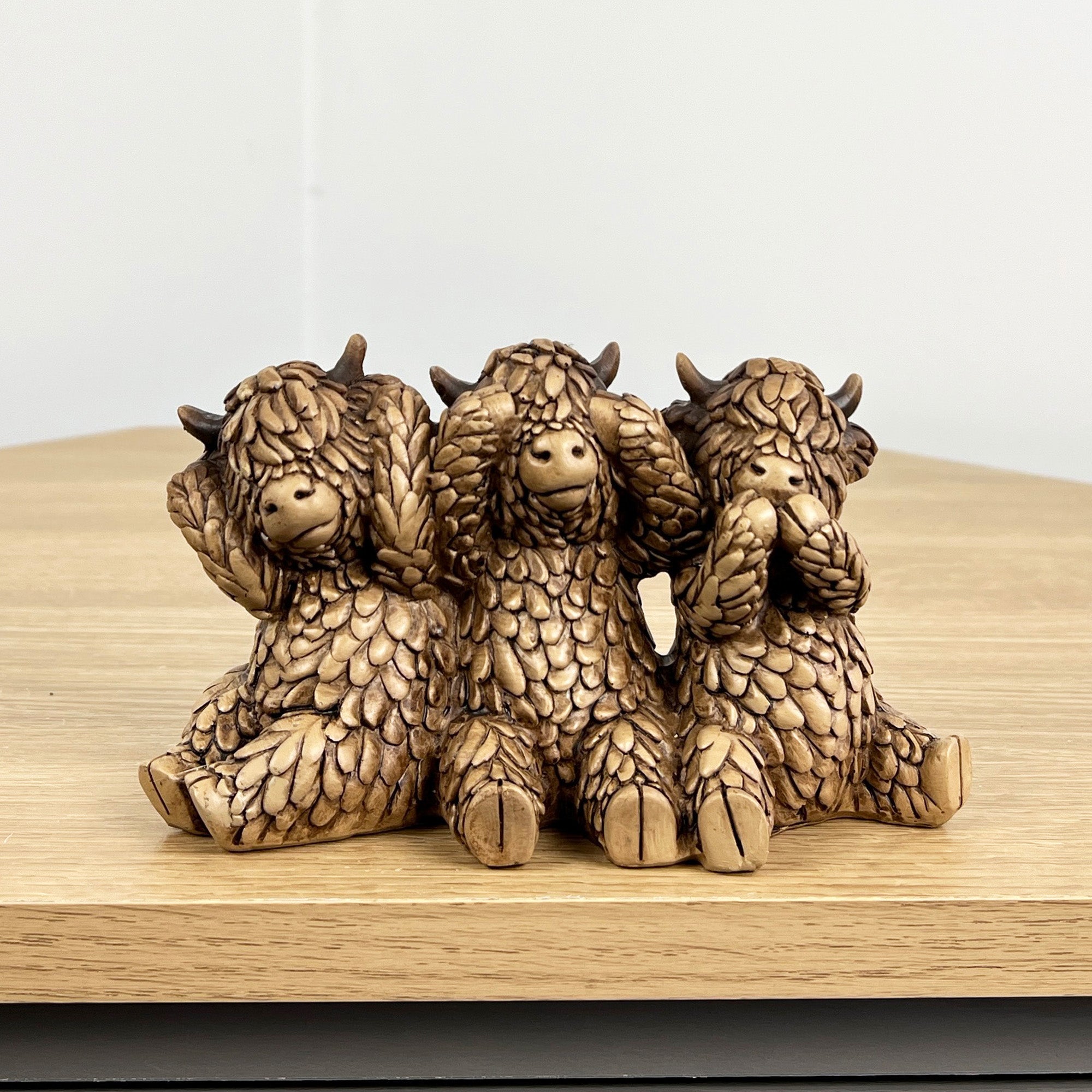 3 Wise Highland Cows Ornament - Resin