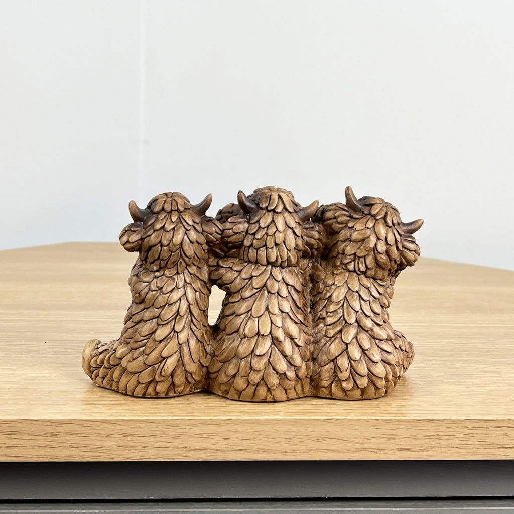 3 Wise Highland Cows Ornament - Resin