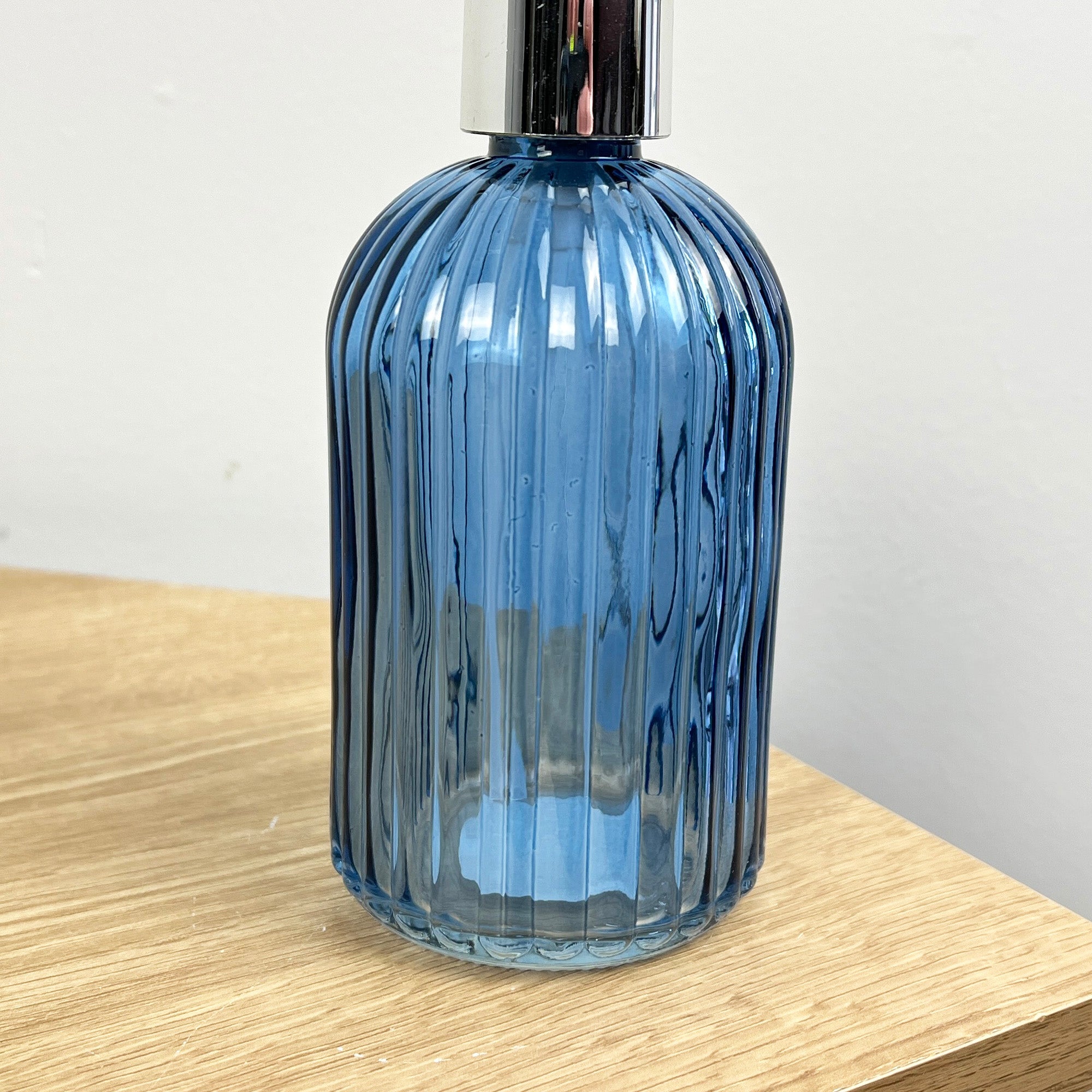 3 Piece Ribbed Glass Bathroom Sink Accessories Set - Blue