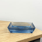 3 Piece Ribbed Glass Bathroom Sink Accessories Set - Blue