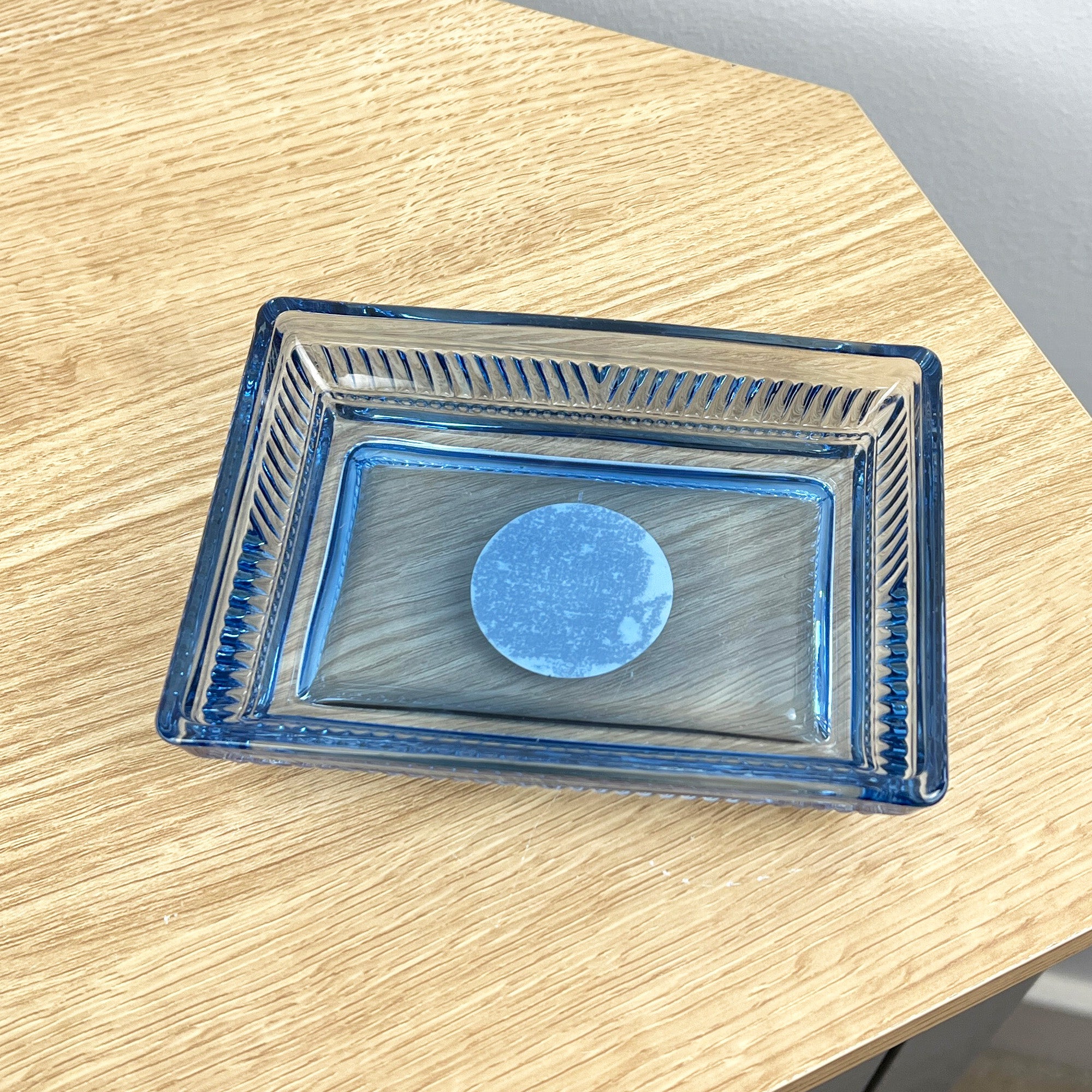 3 Piece Ribbed Glass Bathroom Sink Accessories Set - Blue
