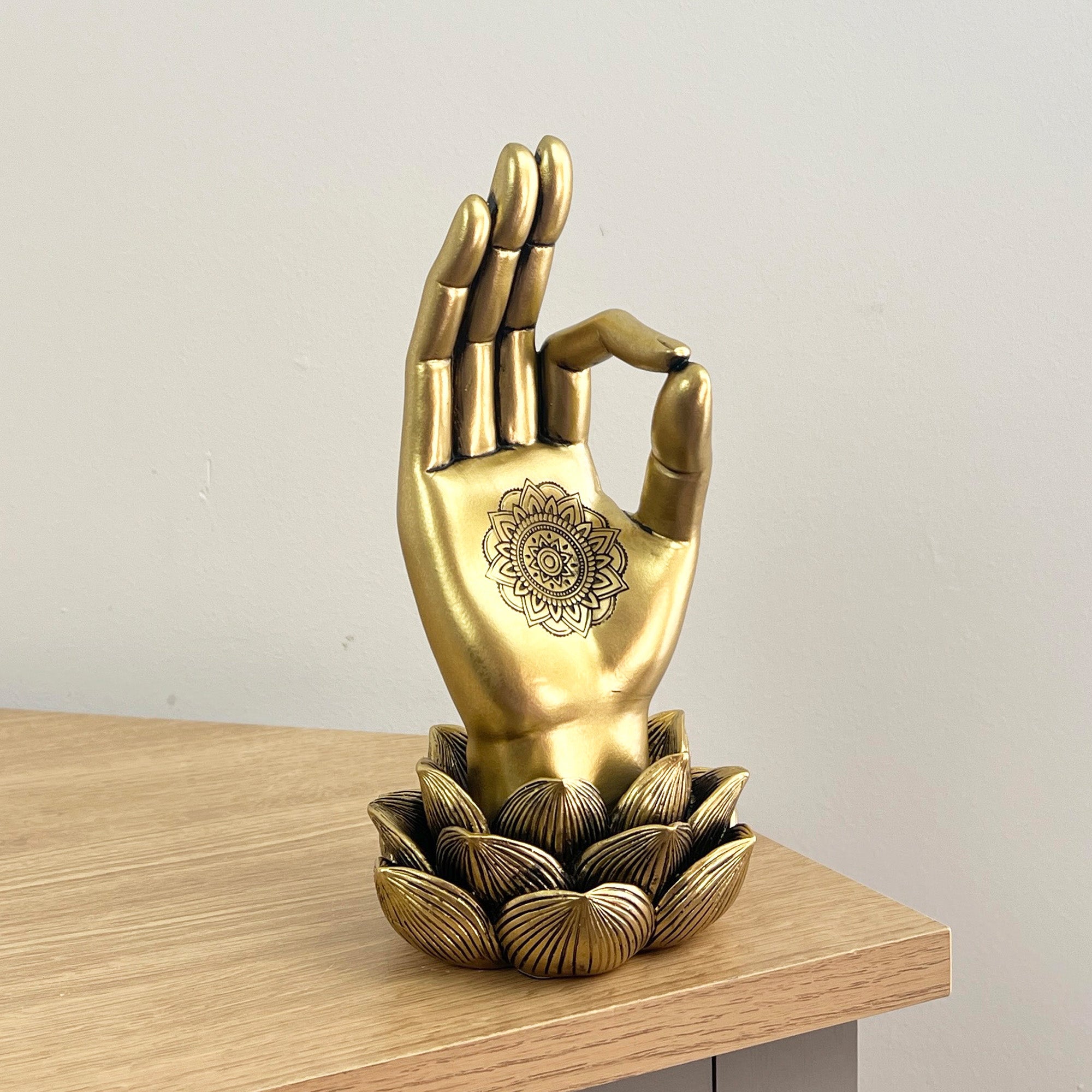 21cm Lotus Flower Gold Hand Ornament - Resin