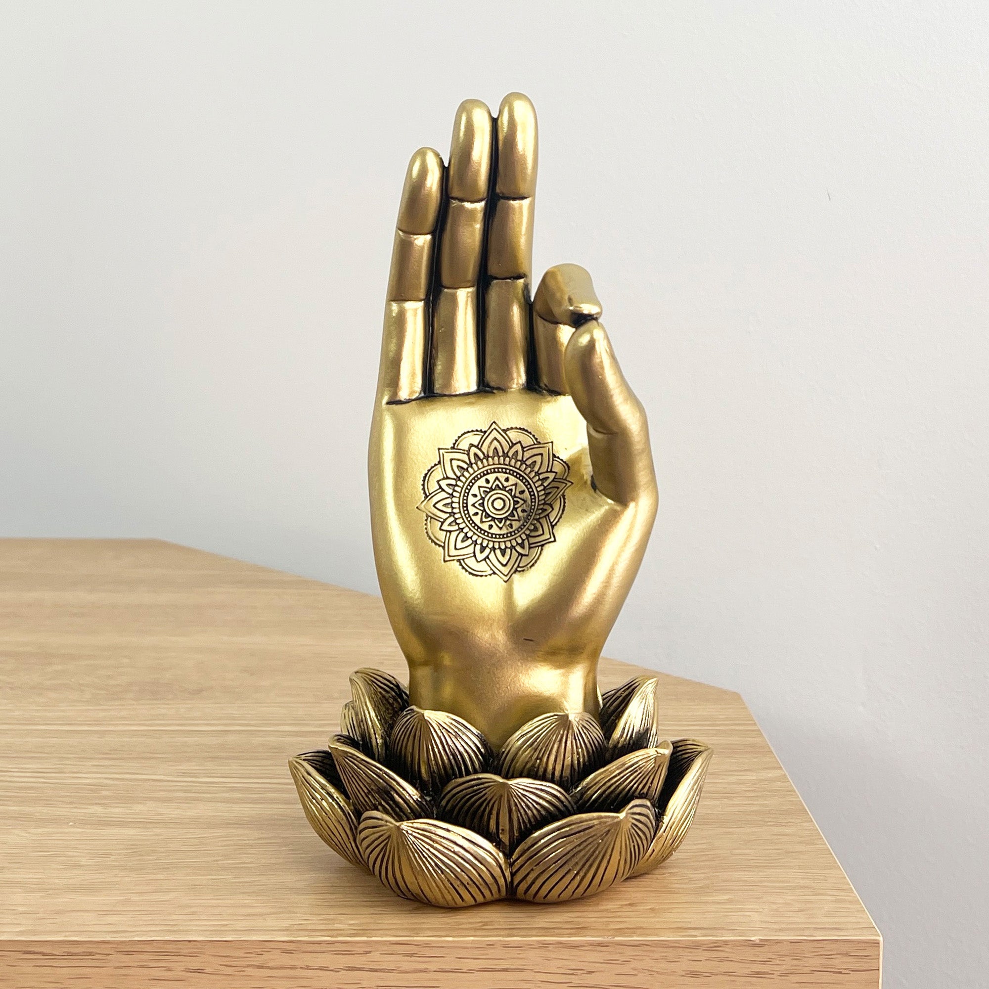 21cm Lotus Flower Gold Hand Ornament - Resin