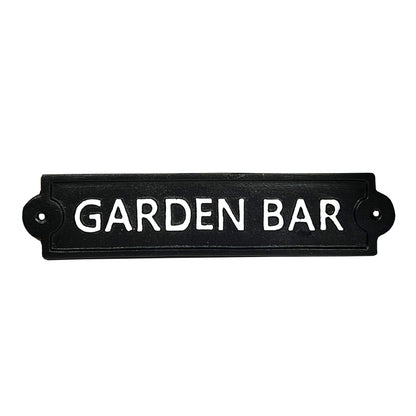 26.5cm 'Garden Bar' Cast Iron Wall Sign / Plaque