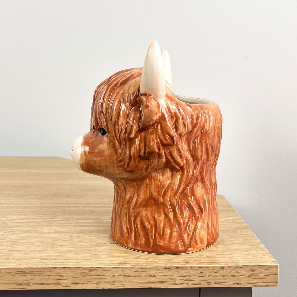 18cm Highland Cow Kitchen Utensil Pot / Jar