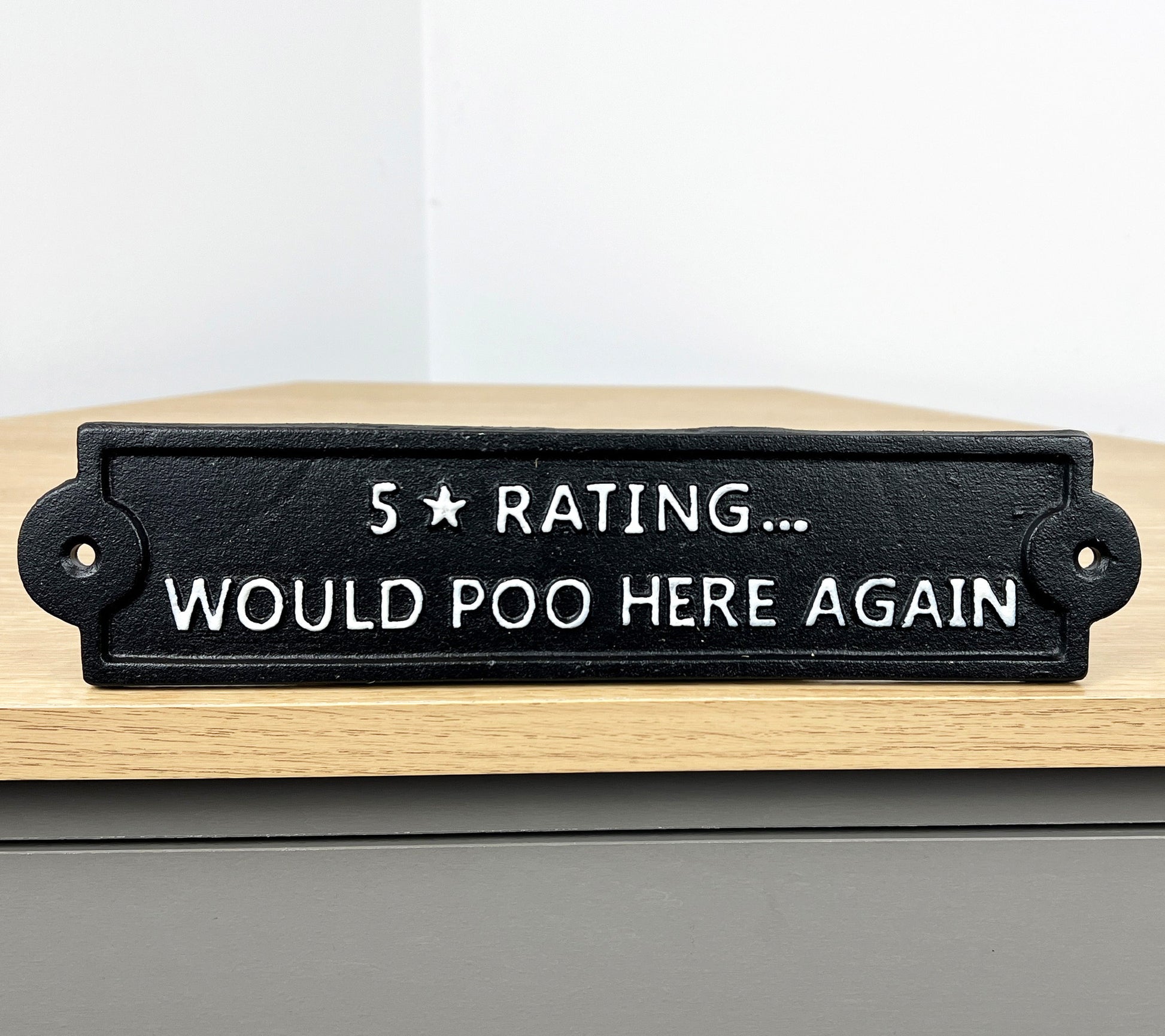 '5 ⭐ Rating Would Poo Here Again' Funny Toilet Wall Sign / Plaque