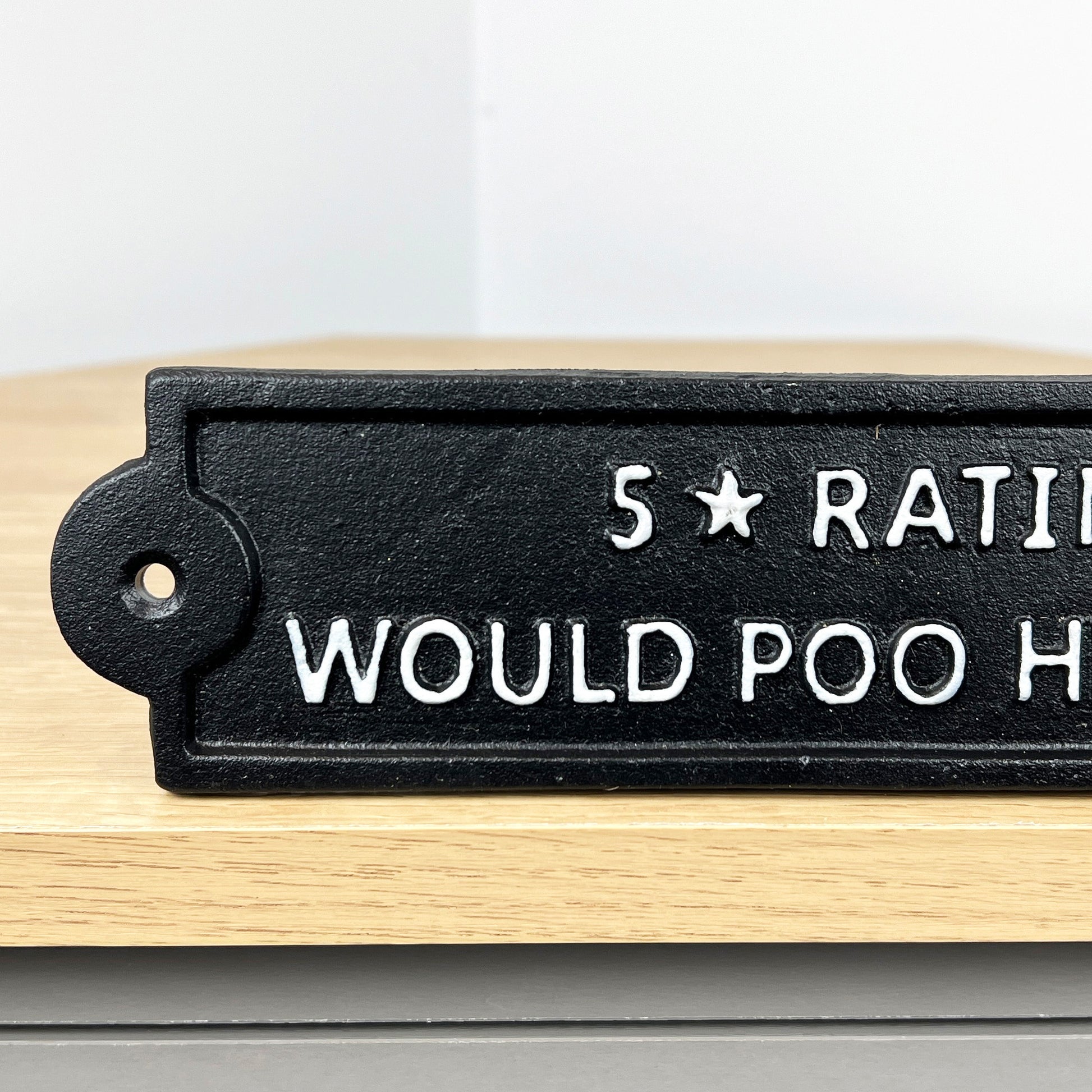 '5 ⭐ Rating Would Poo Here Again' Funny Toilet Wall Sign / Plaque