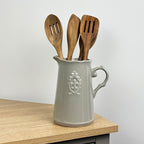 19cm 'Fleur De Lis' Kitchen Storage Jug - Grey
