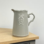19cm 'Fleur De Lis' Kitchen Storage Jug - Grey