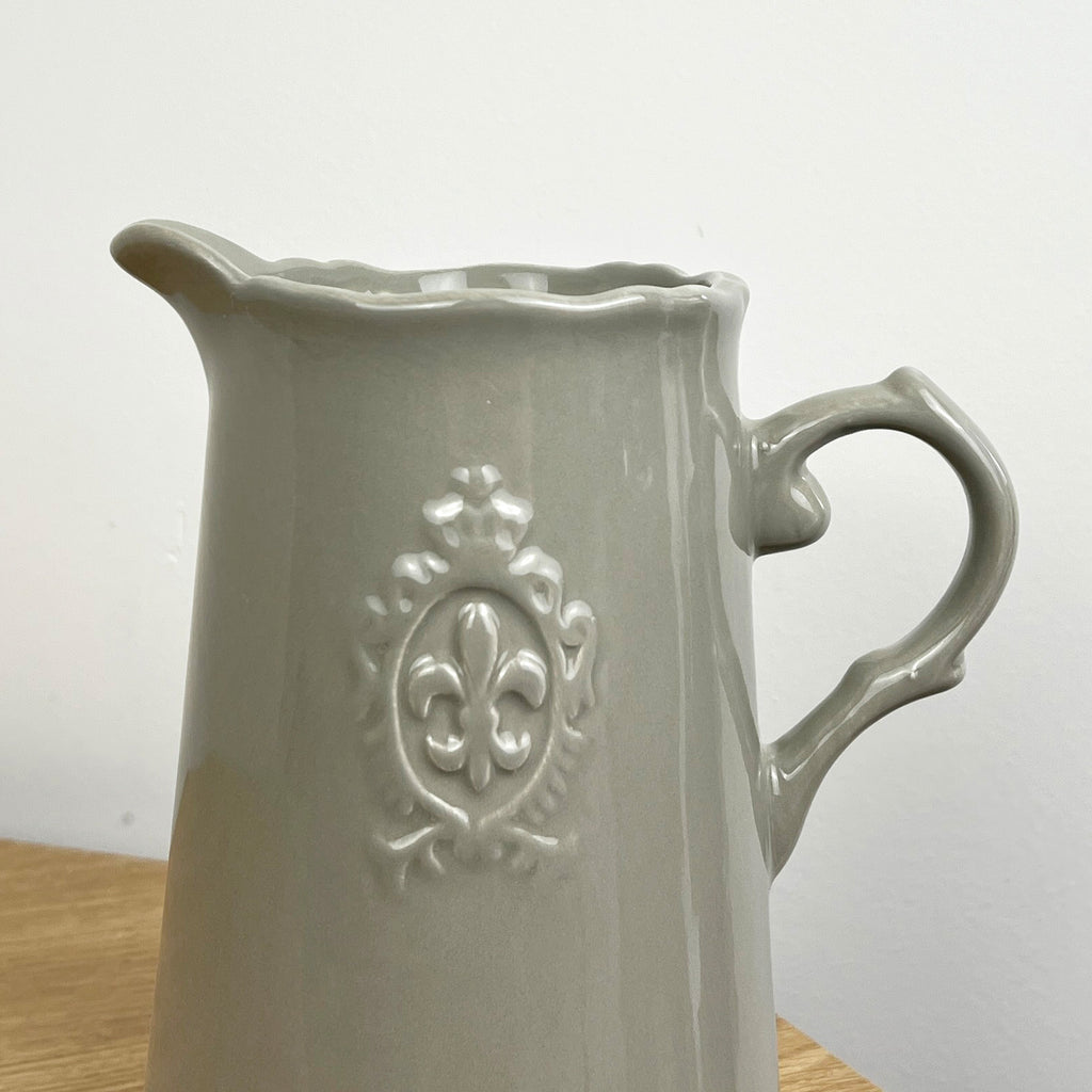 19cm 'Fleur De Lis' Kitchen Storage Jug - Grey