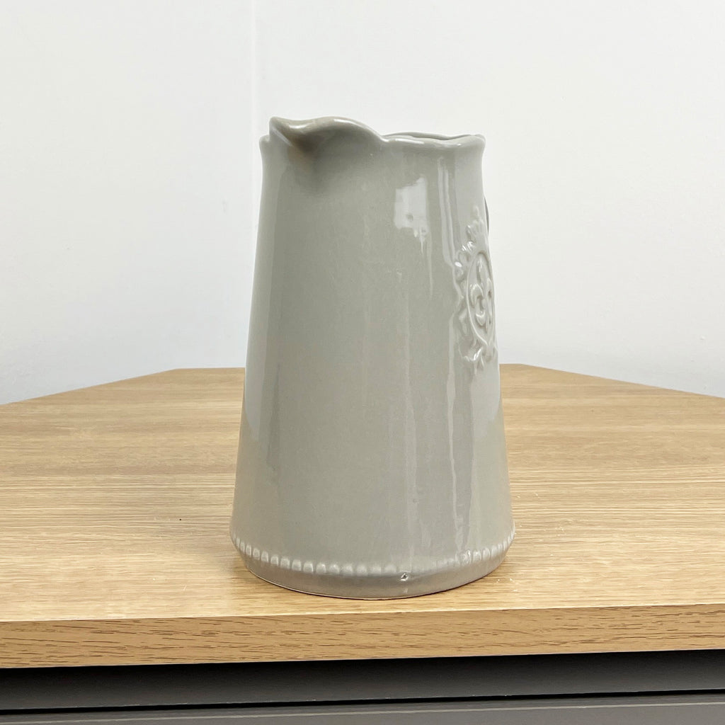 19cm 'Fleur De Lis' Kitchen Storage Jug - Grey