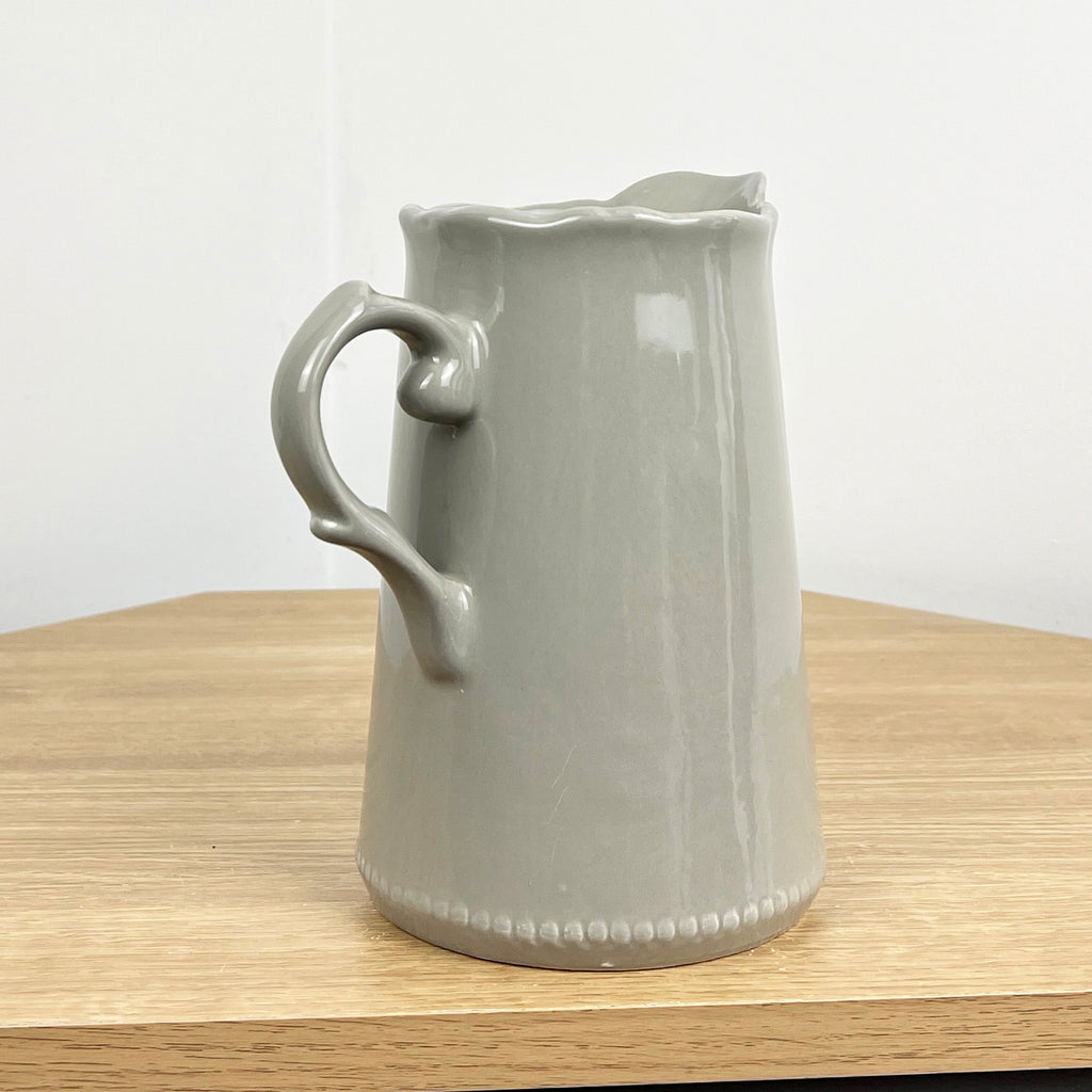 19cm 'Fleur De Lis' Kitchen Storage Jug - Grey