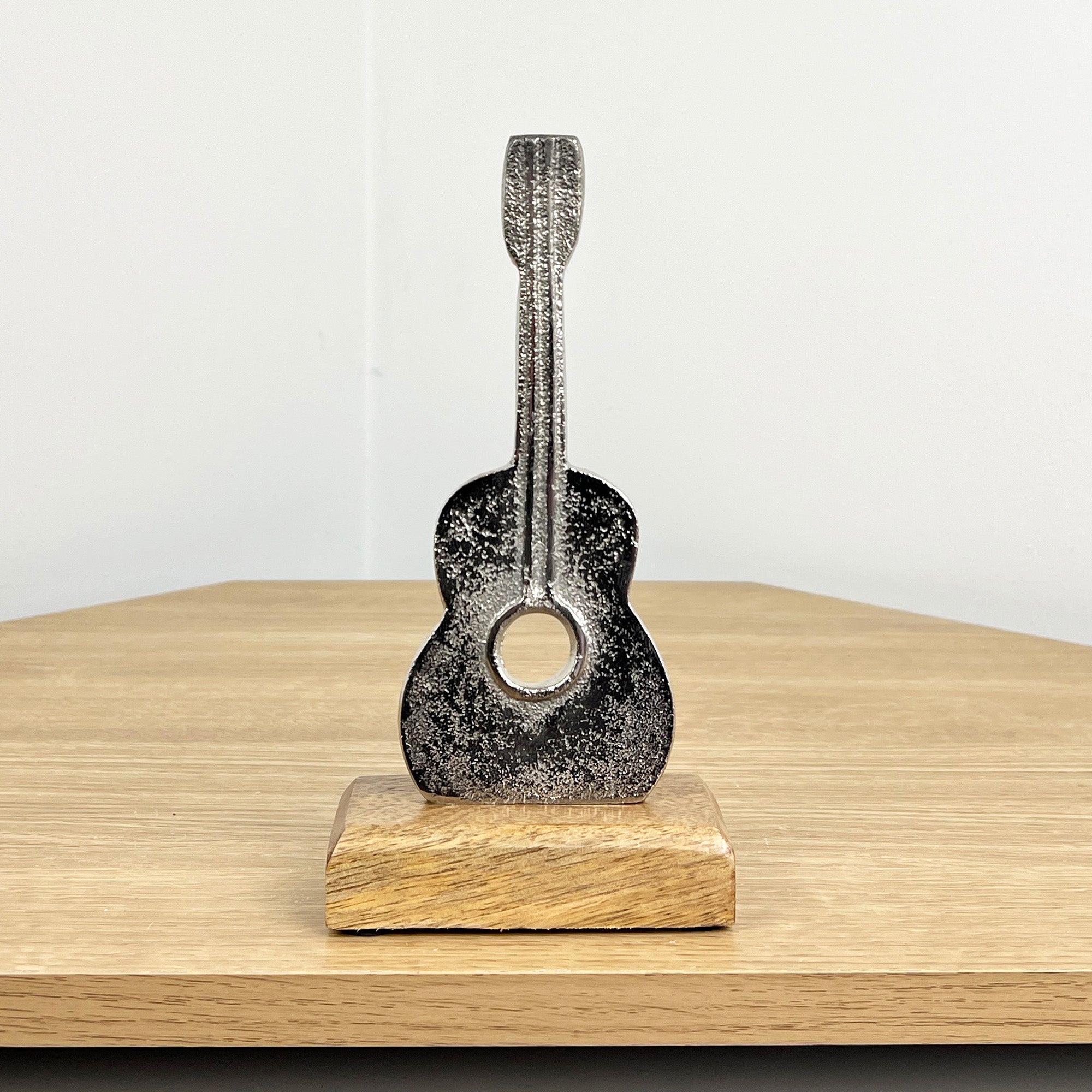 20cm Metal Guitar on Wood Music Ornament