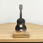 20cm Metal Guitar on Wood Music Ornament
