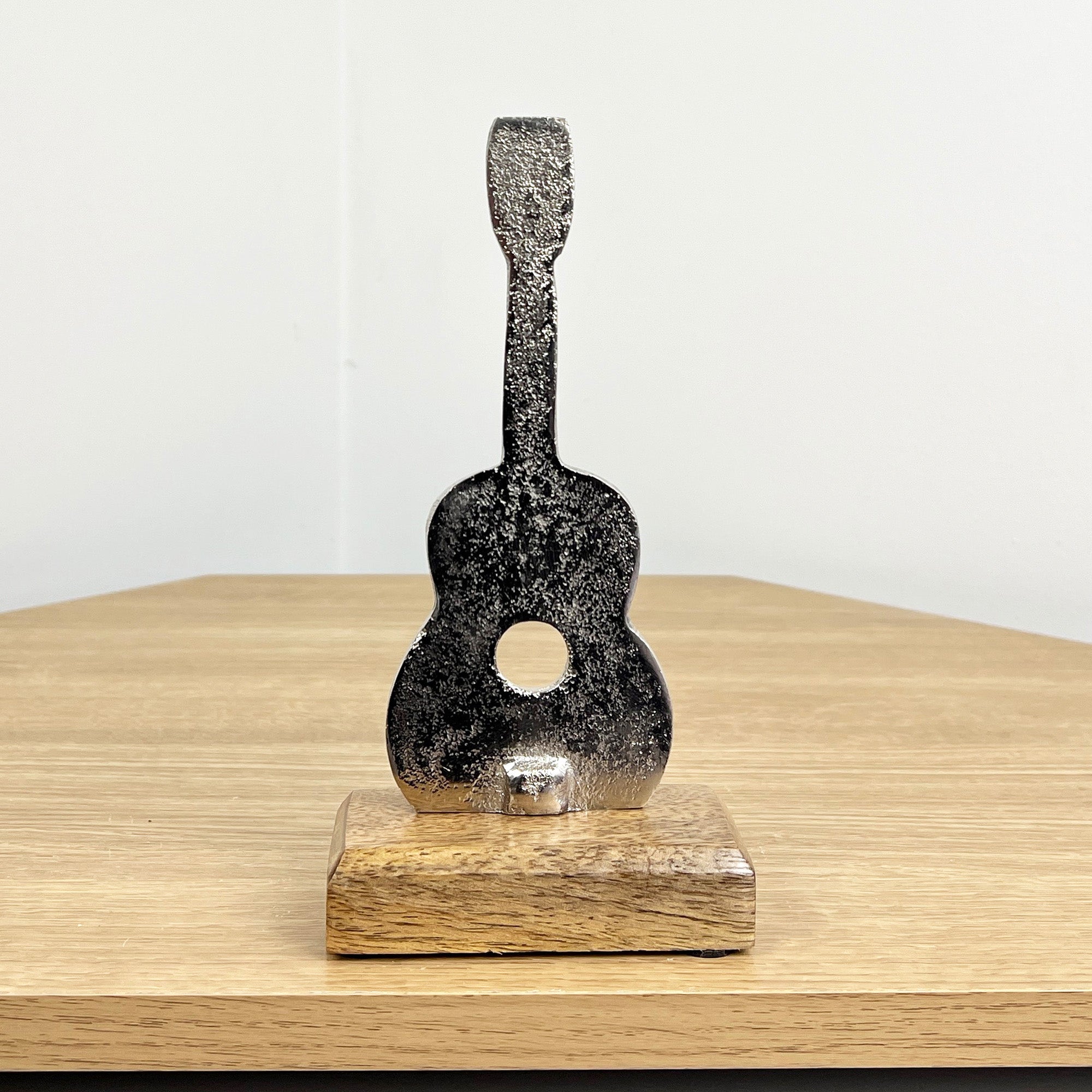 20cm Metal Guitar on Wood Music Ornament