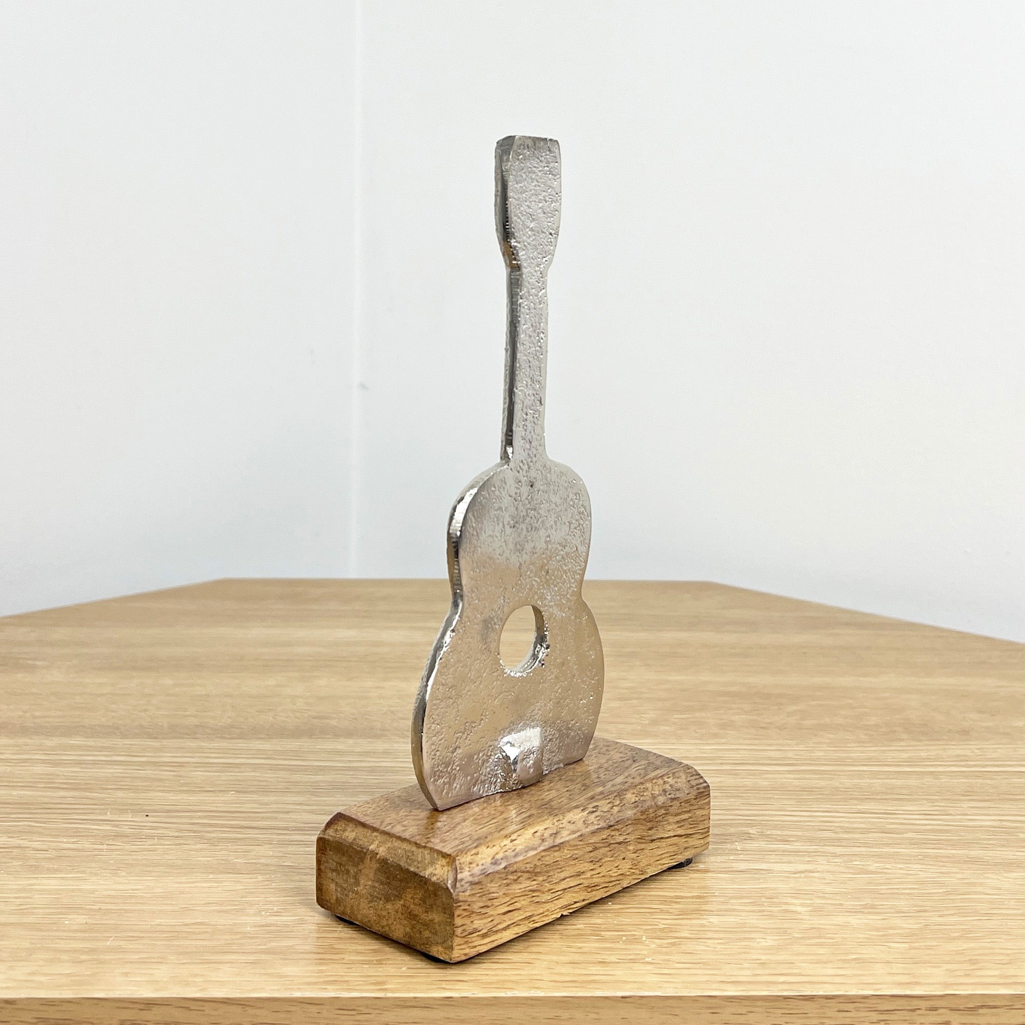 20cm Metal Guitar on Wood Music Ornament