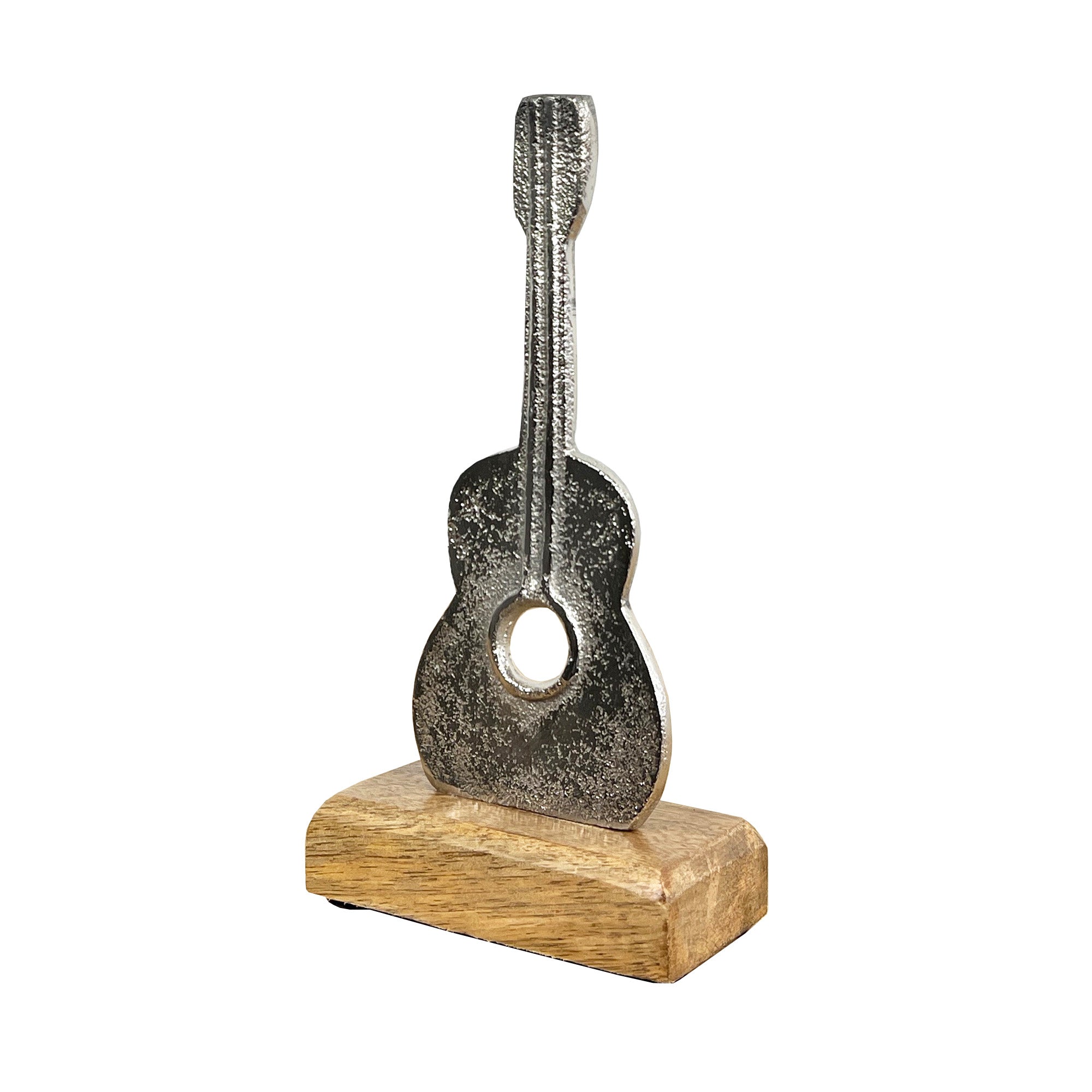 20cm Metal Guitar on Wood Music Ornament