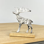 16.5cm Metal Stag Ornament on Wood
