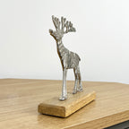 16.5cm Metal Stag Ornament on Wood