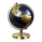27.5cm Tall Rotating Globe Ornament - Dark Blue & Gold