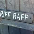 34cm 'NO RIFF RAFF' Cast Iron Wall Sign / Plaque