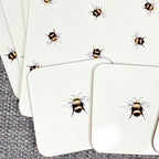 Set of 4 Placemats and Coasters - Pale Green Bee Design