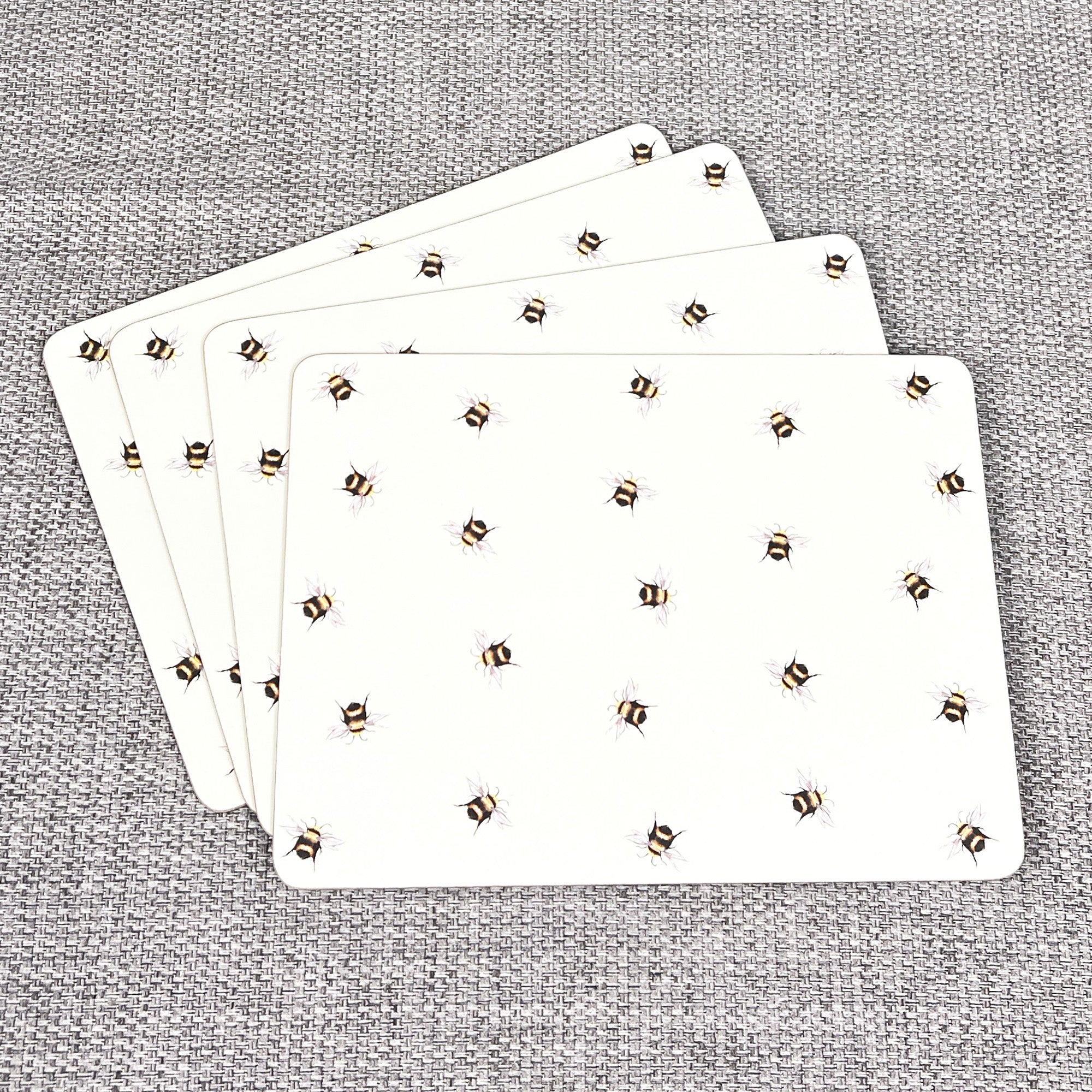 Set of 4 Placemats and Coasters - Pale Green Bee Design