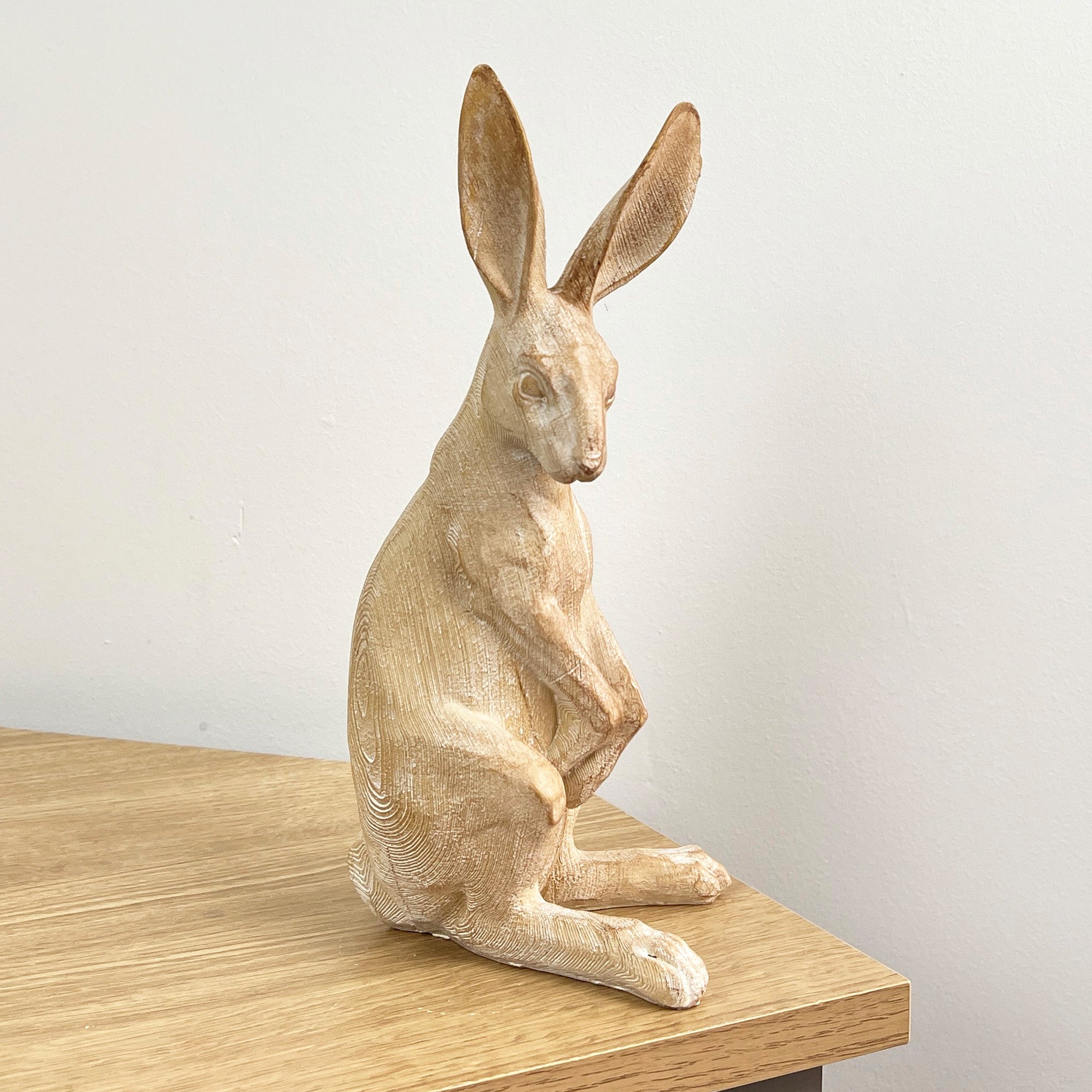 26cm Wood Effect Resin Hare Ornament