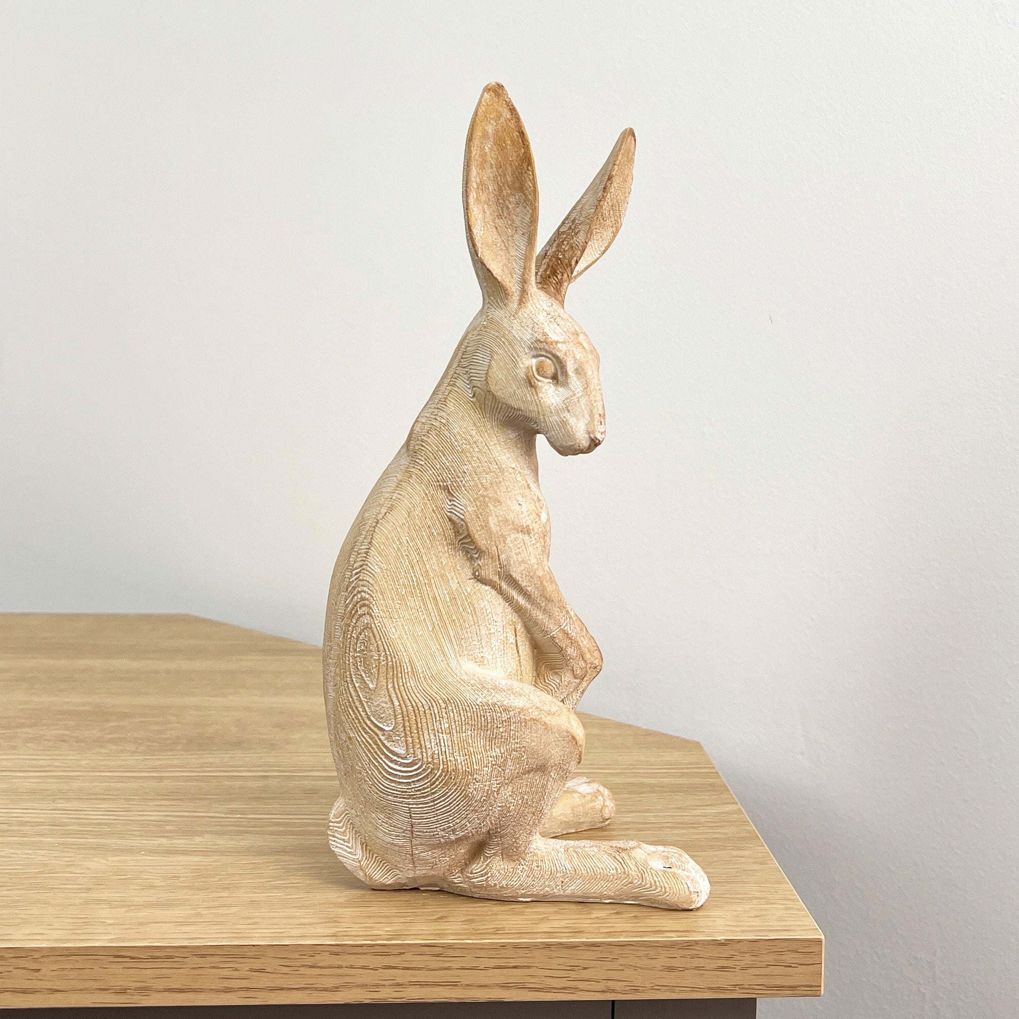 26cm Wood Effect Resin Hare Ornament