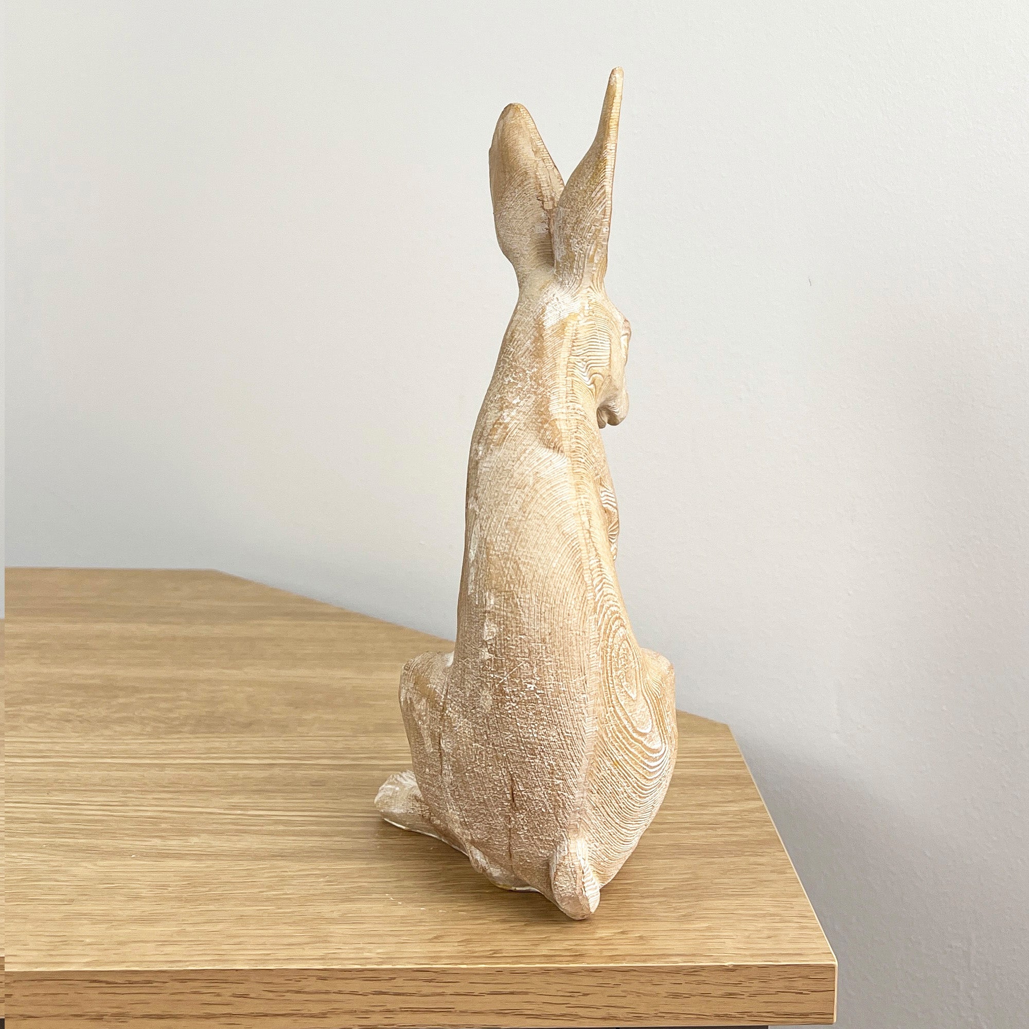 26cm Wood Effect Resin Hare Ornament