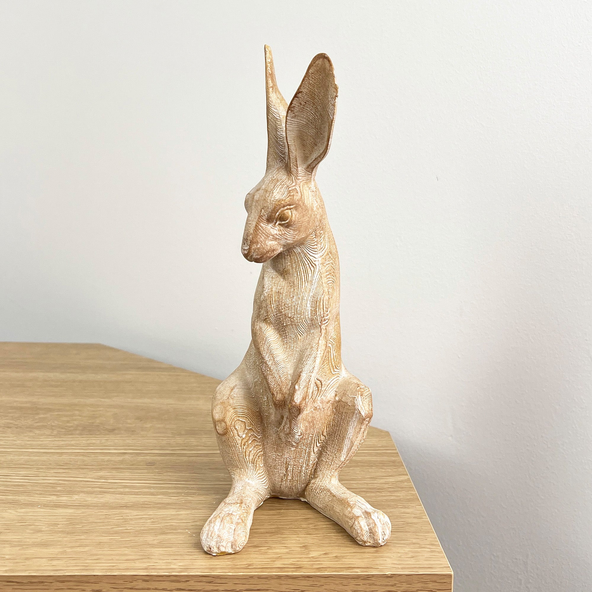 26cm Wood Effect Resin Hare Ornament