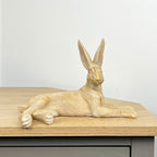 25.5cm Wood Effect Resin Laying Hare Ornament