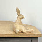 25.5cm Wood Effect Resin Laying Hare Ornament
