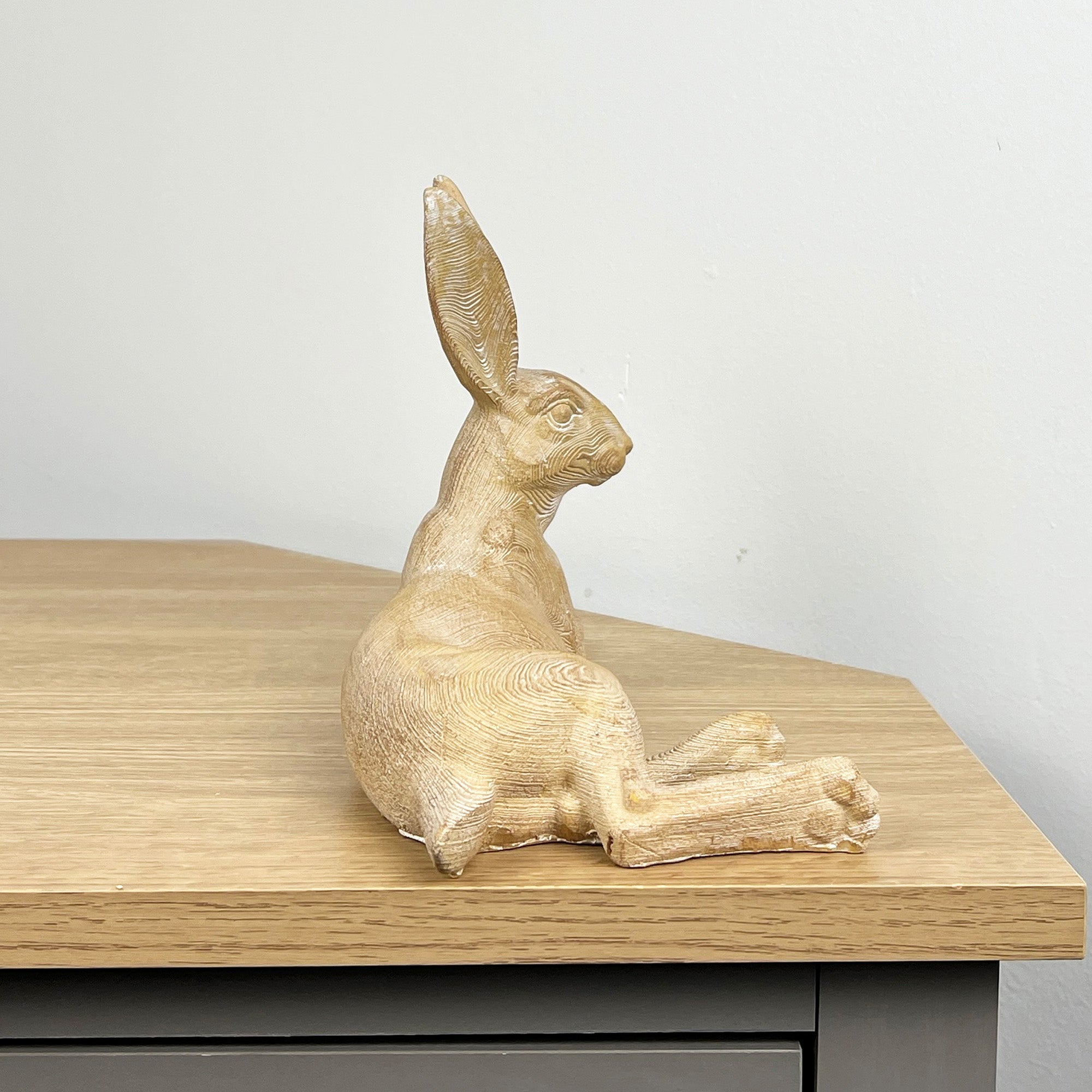 25.5cm Wood Effect Resin Laying Hare Ornament