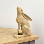 20cm Wood Effect Resin Gazing Hare Ornament