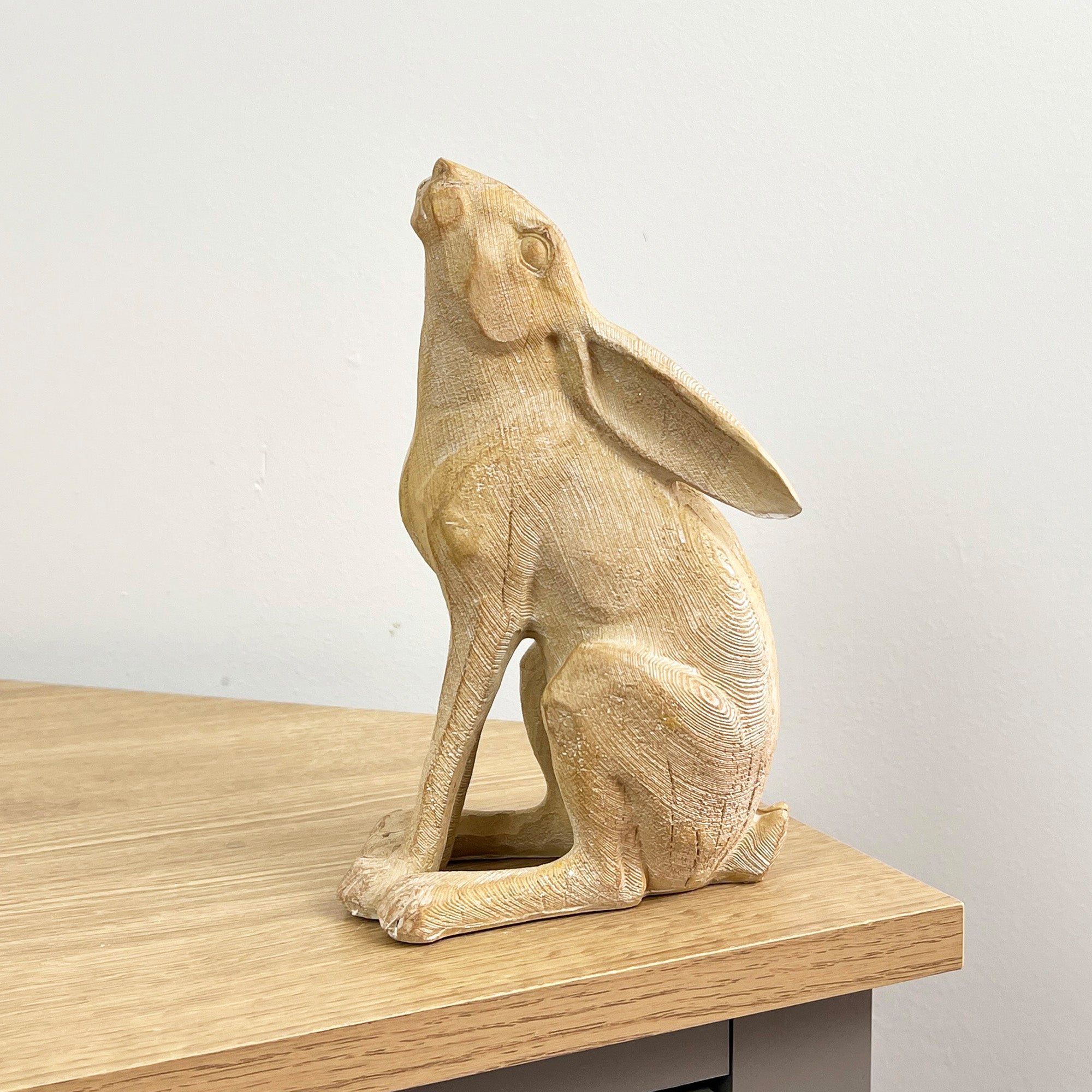 20cm Wood Effect Resin Gazing Hare Ornament