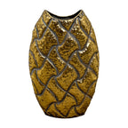 38.5cm Large Oval Metal Floor Vase - Distressed Gold