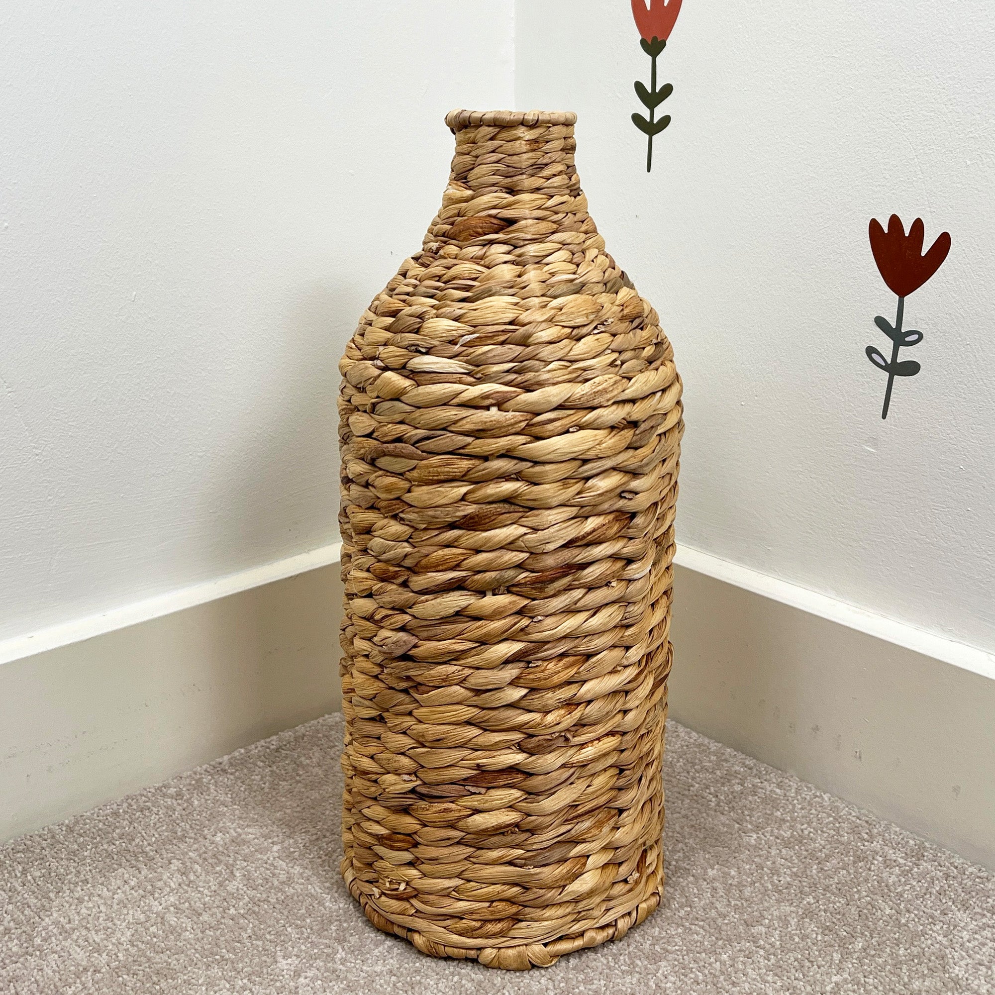 40cm Large Woven Water Hyacinth Floor Standing Vase