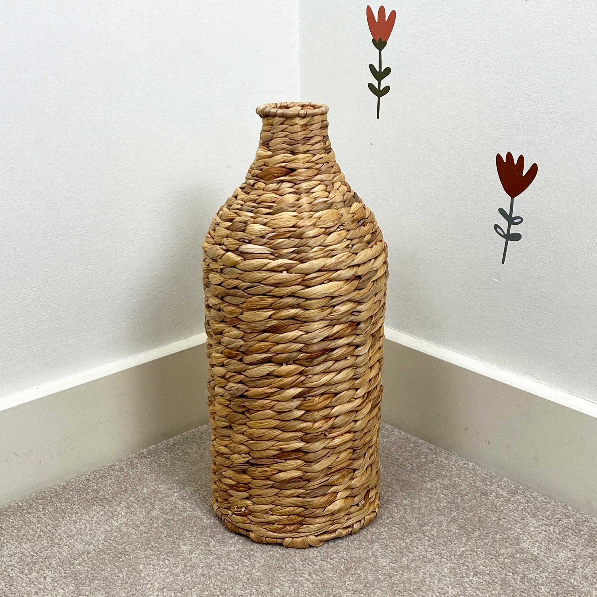 40cm Large Woven Water Hyacinth Floor Standing Vase