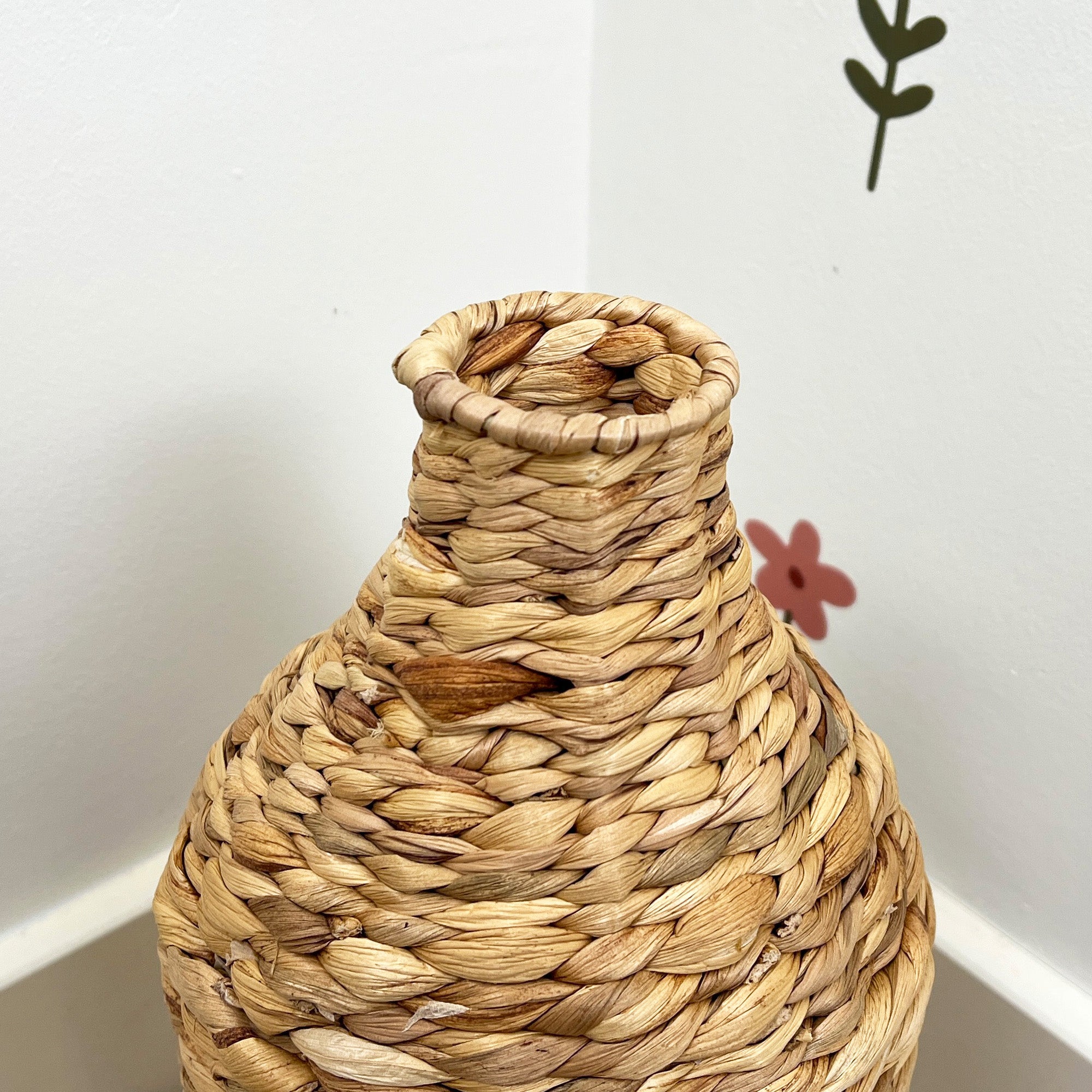 40cm Large Woven Water Hyacinth Floor Standing Vase